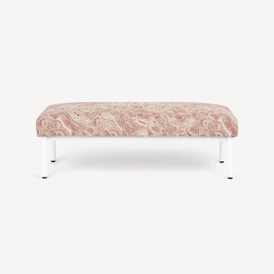 Fornasetti Outdoor Bench in Rust, Ecru & White - Malachite Pattern Garden Seating