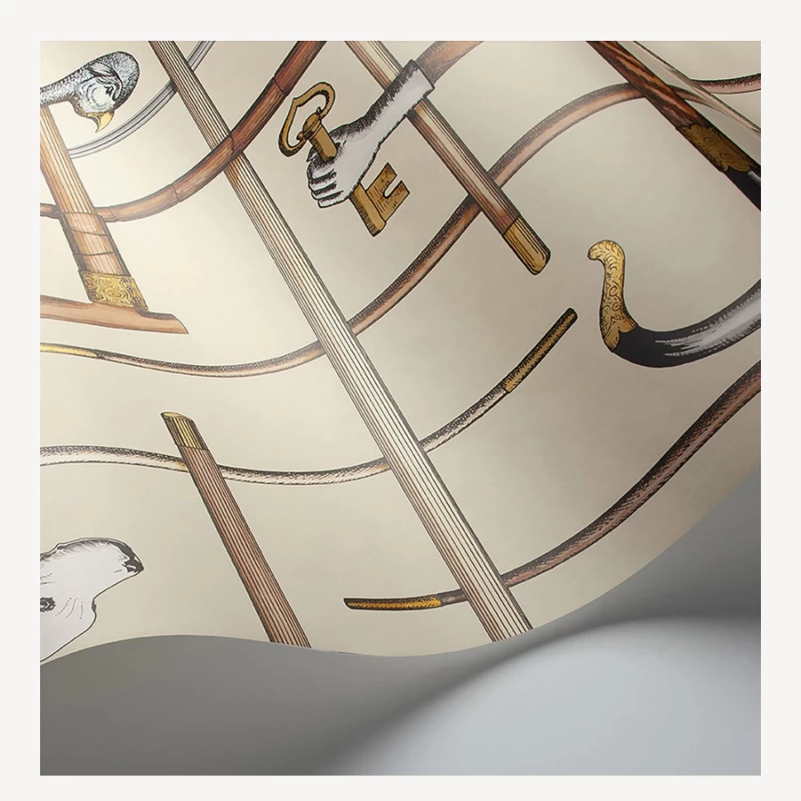 Fornasetti Cream Wallpaper Bastoni - Premium Italian Design for Elegant Interiors
