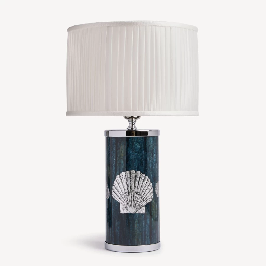 Fornasetti White Pleated Fabric Cylindrical Lampshade - Elegant Designer Lighting