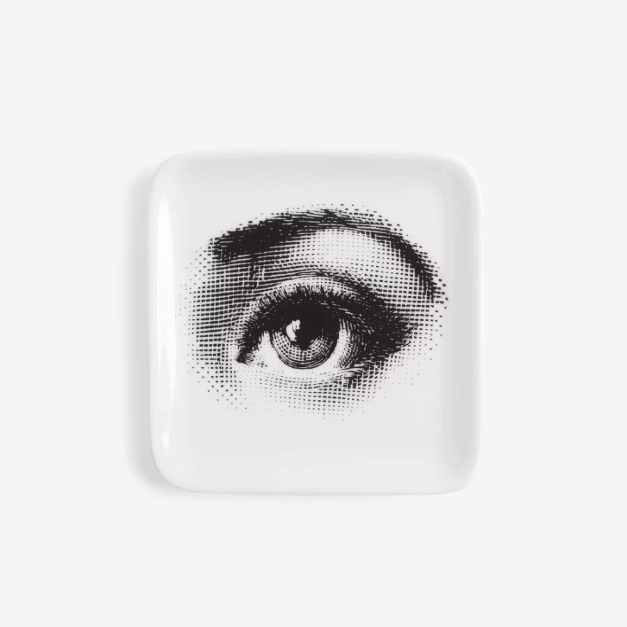 Fornasetti White and Black Occhio Ashtray - Decorative Designer Collectible