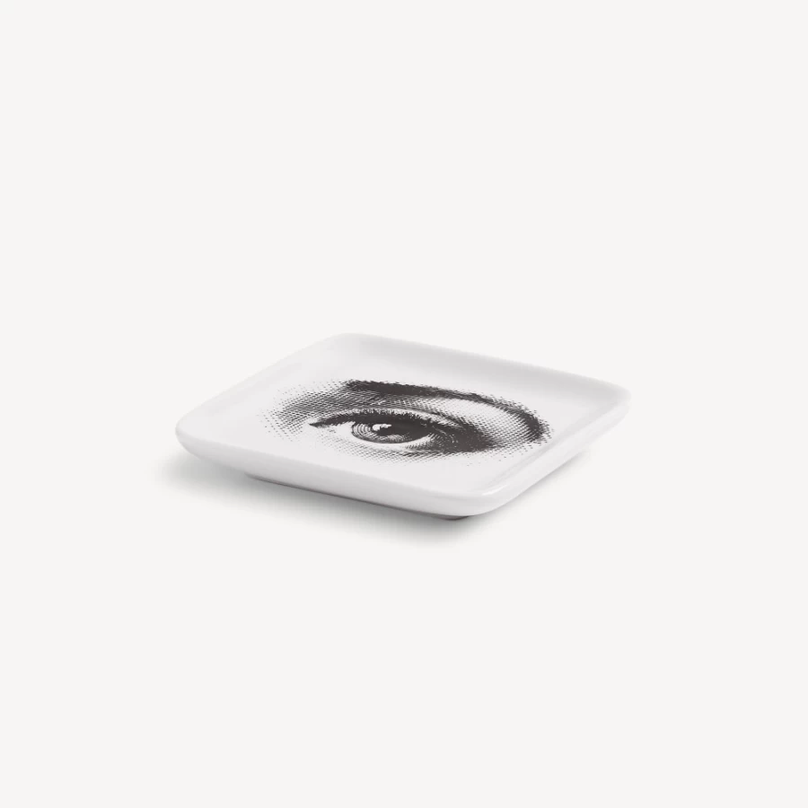 Fornasetti White and Black Occhio Ashtray - Decorative Designer Collectible