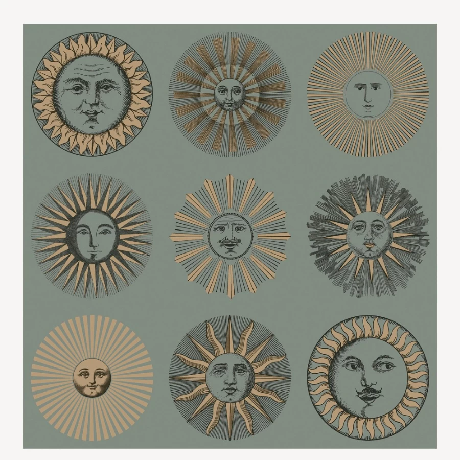 Fornasetti Sage & Rose Gold Wallpaper Soli - Premium Designer Wall Covering