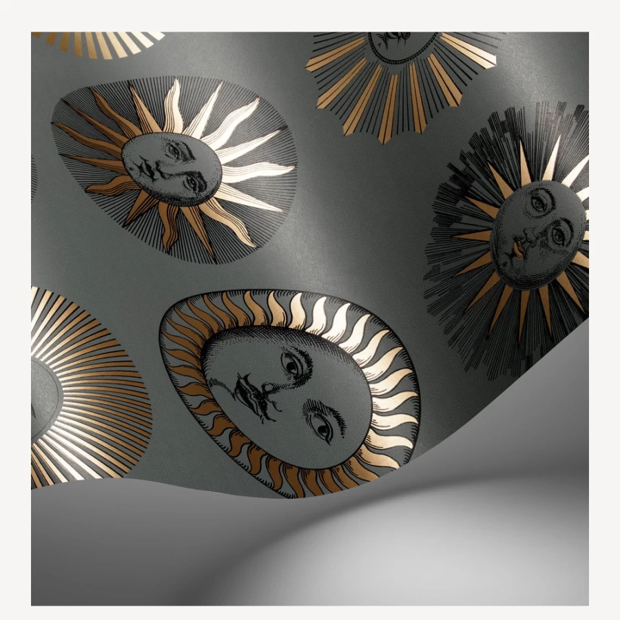 Fornasetti Sage & Rose Gold Wallpaper Soli - Premium Designer Wall Covering