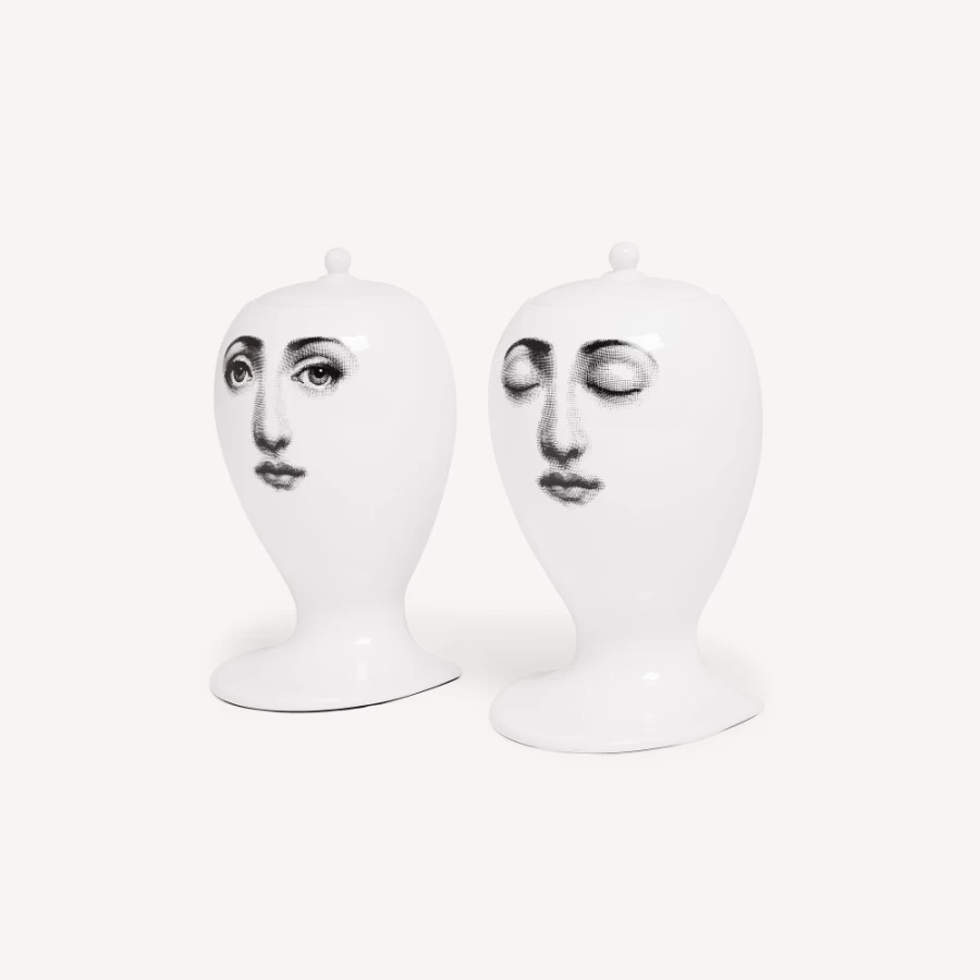 Fornasetti White and Black Designer Bookends - Elegant Book Holders for Shelves