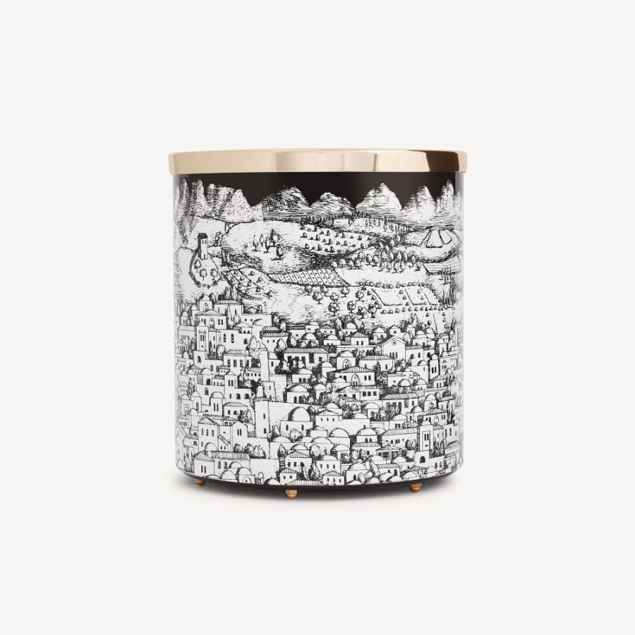 Fornasetti White and Black Paper Basket Gerusalemme Decorative Storage Bin