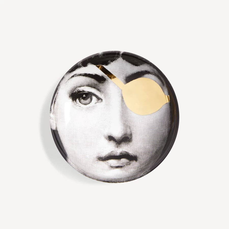 Fornasetti Tema E Variazioni N.8 White Black Gold Ceramic Ashtray