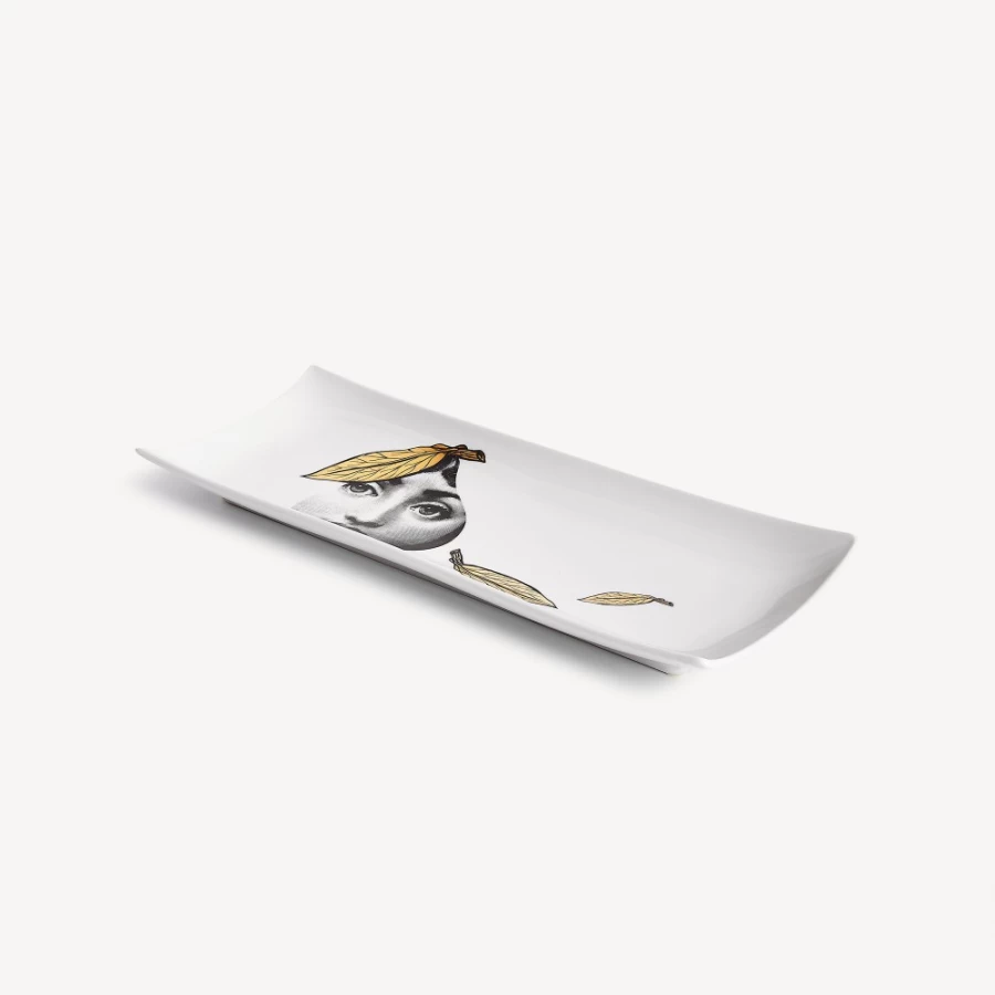 Fornasetti Vassoio Tema E Variazioni N.24 Decorative Tray in White, Black & Gold