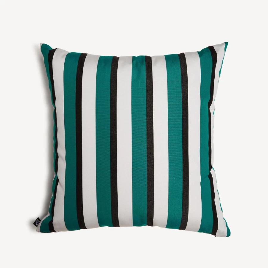 Fornasetti Outdoor Cushion Rigato - Green, White & Black Striped Garden Pillow Cover