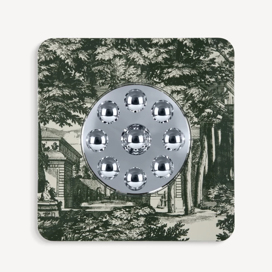 Fornasetti Green Ivory Giardino Settecentesco Bubble Frame Mirror