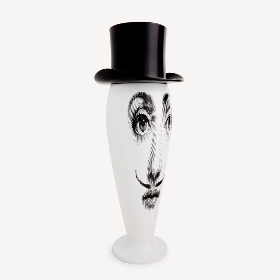 Fornasetti Smilzo Moustache Vase in White and Black - Decorative Ceramic Home Decor