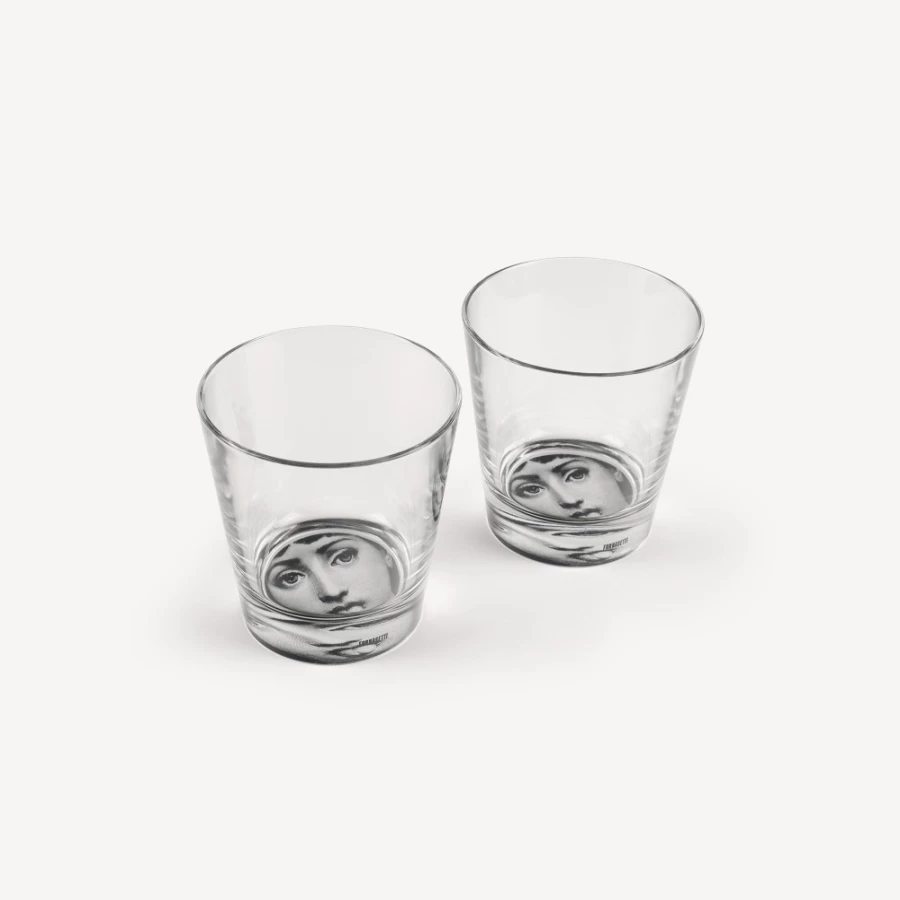 Fornasetti Black Tema E Variazioni 2-Piece Glass Set