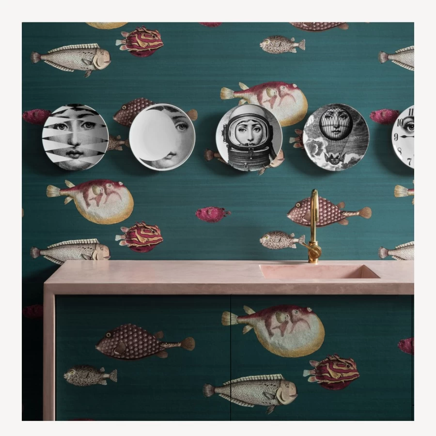 Fornasetti Viridian Aquarium Wallpaper – Premium Italian Design