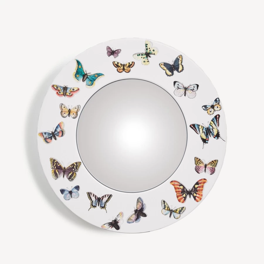Fornasetti Multicolour Farfalle Frame with Convex Mirror - Decorative Wall Art