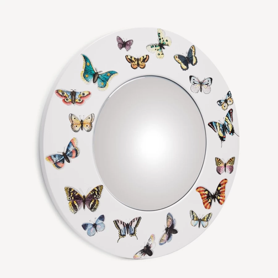 Fornasetti Multicolour Farfalle Frame with Convex Mirror - Decorative Wall Art