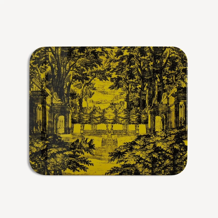 Fornasetti Black and Yellow Settecentesco Garden Tray - Decorative Collectible Tray