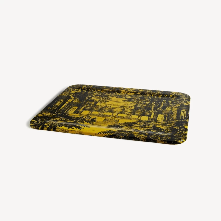 Fornasetti Black and Yellow Settecentesco Garden Tray - Decorative Collectible Tray