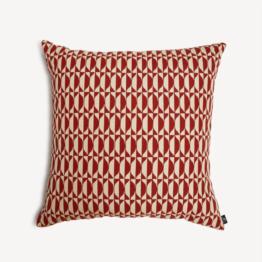 Fornasetti Rust/Ecru Outdoor Cushion Losanghe - Luxury Designer Pillow for Patio and Garden