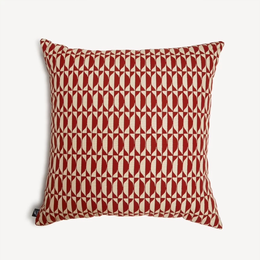 Fornasetti Rust/Ecru Outdoor Cushion Losanghe - Luxury Designer Pillow for Patio and Garden