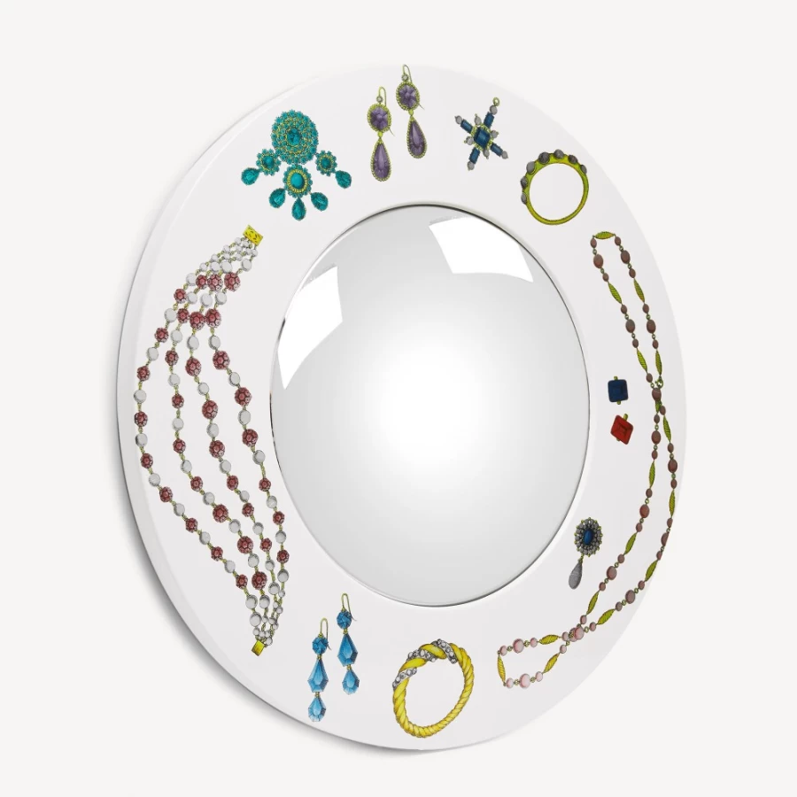 Fornasetti Multicolour Convex Mirror Frame Gioielli - Decorative Wall Art