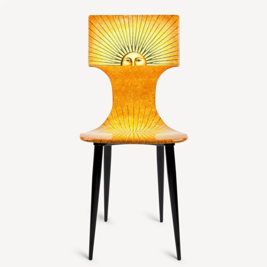 Fornasetti Yellow Orange Black Chair Sole - Stylish Designer Footrest for Modern Interiors