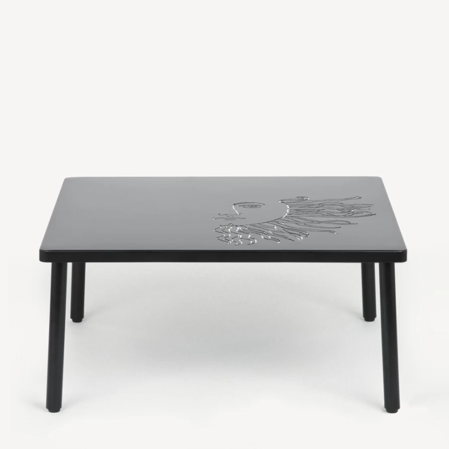 Fornasetti Black Outdoor Solitario Table for Garden and Patio
