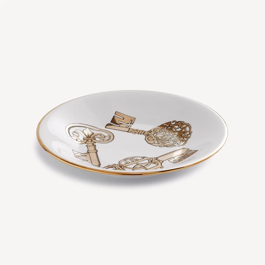 Fornasetti White and Gold Centrepiece Chiavi Decorative Tray