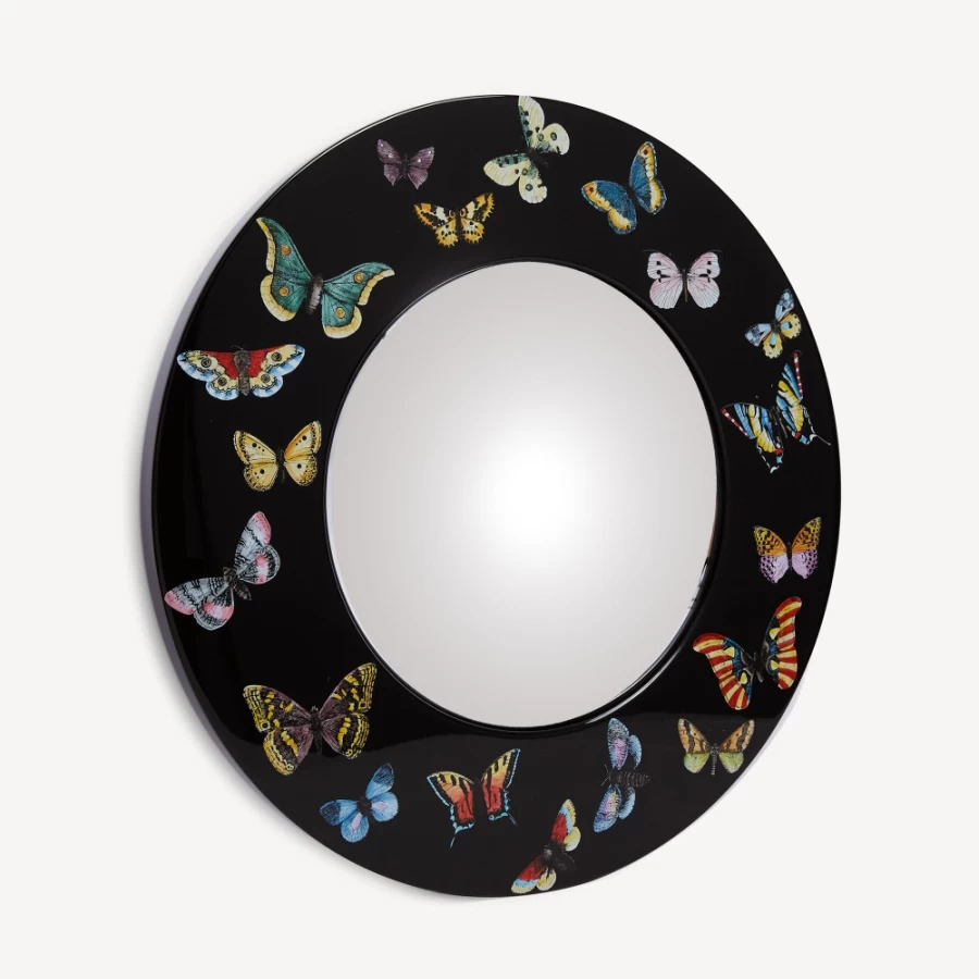 Fornasetti Multicolour Farfalle Frame with Convex Mirror - Decorative Wall Art