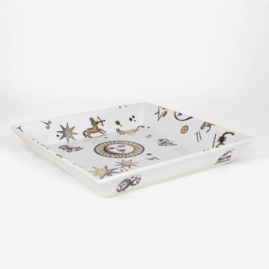 Fornasetti Plate Astronomici Decorative Tray in White, Black, and Gold