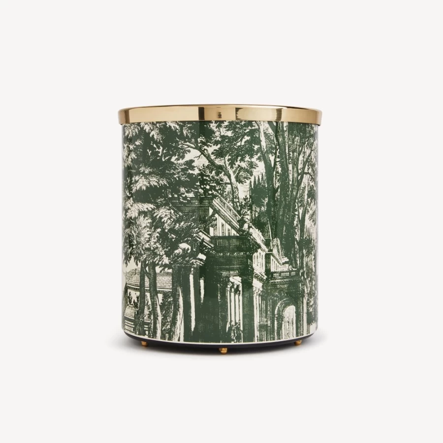Fornasetti Green Ivory Paper Basket Giardino Settecentesco Decorative Collectible