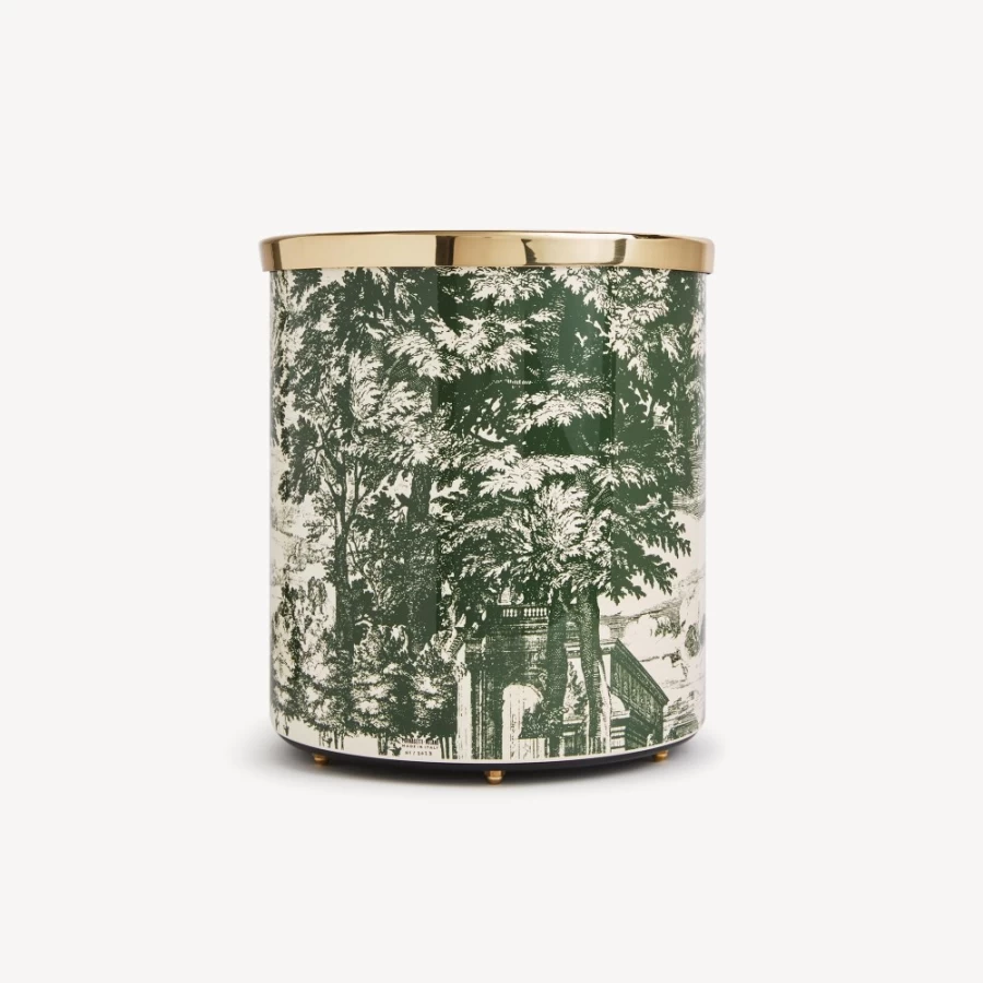 Fornasetti Green Ivory Paper Basket Giardino Settecentesco Decorative Collectible