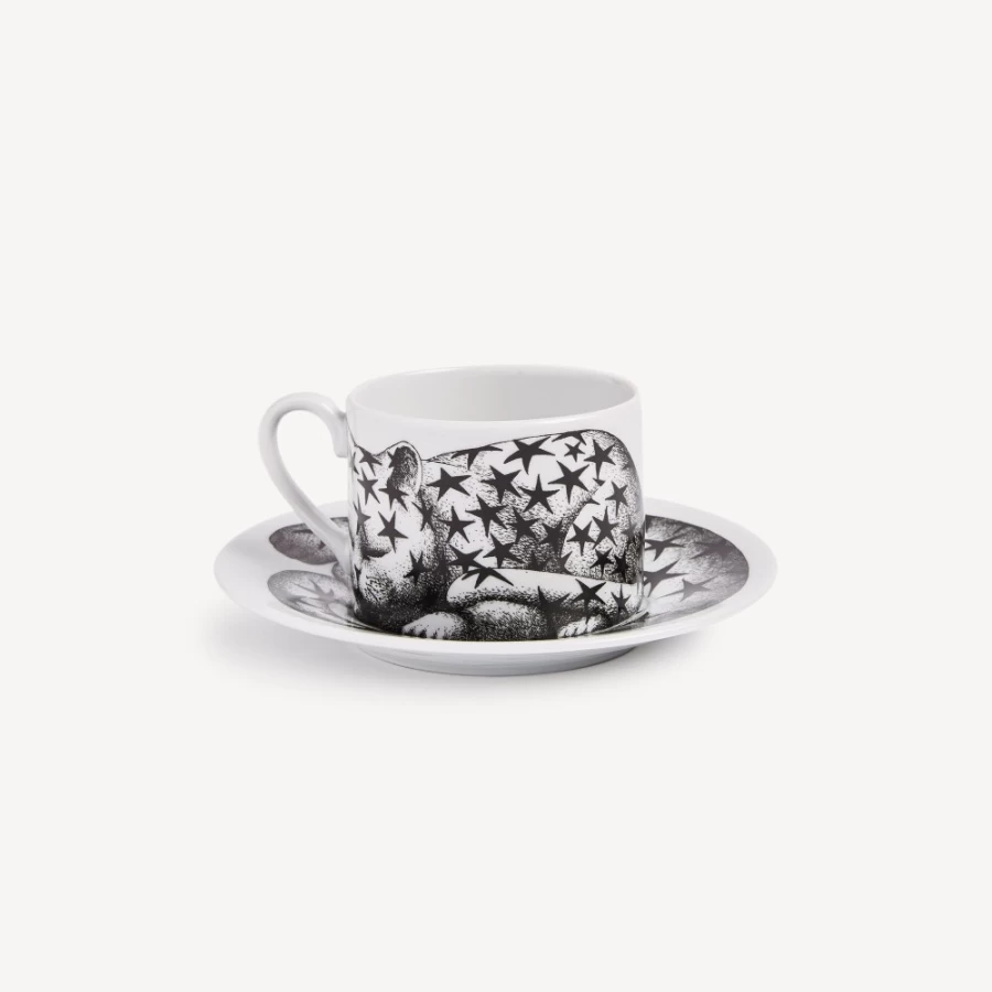 Fornasetti White and Black Stellato High Fidelity Tea Cup
