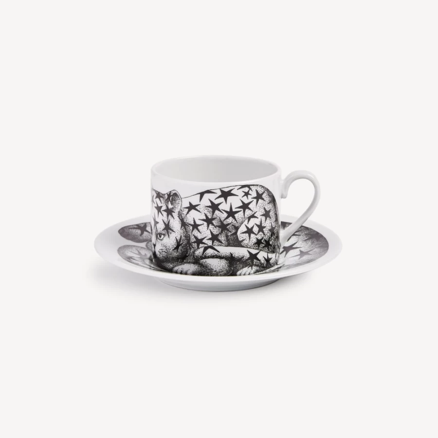 Fornasetti White and Black Stellato High Fidelity Tea Cup